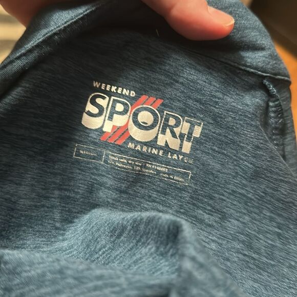 MARINE LAYER Weekend Sport Blue Quarter Zip - Picture 5 of 5